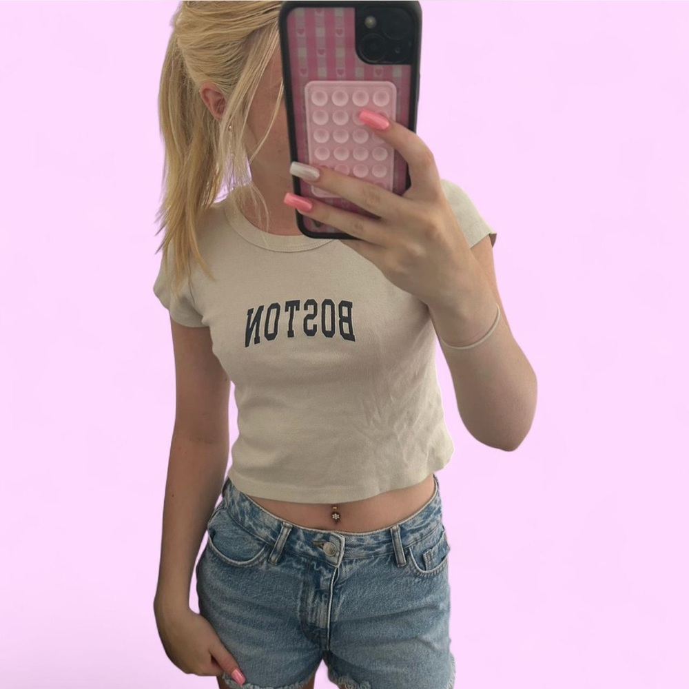 Brandy Melville Cream Boston Crop Top